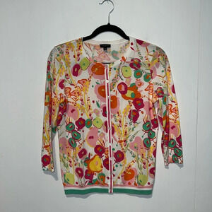 Talbots Floral Button Up Long Sleeve Cardigan 1014